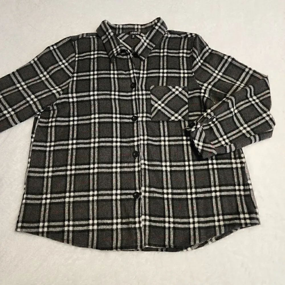 3 For $18 1Clique Womens Gray and Black Plaid Flannel Shacket Size 3X